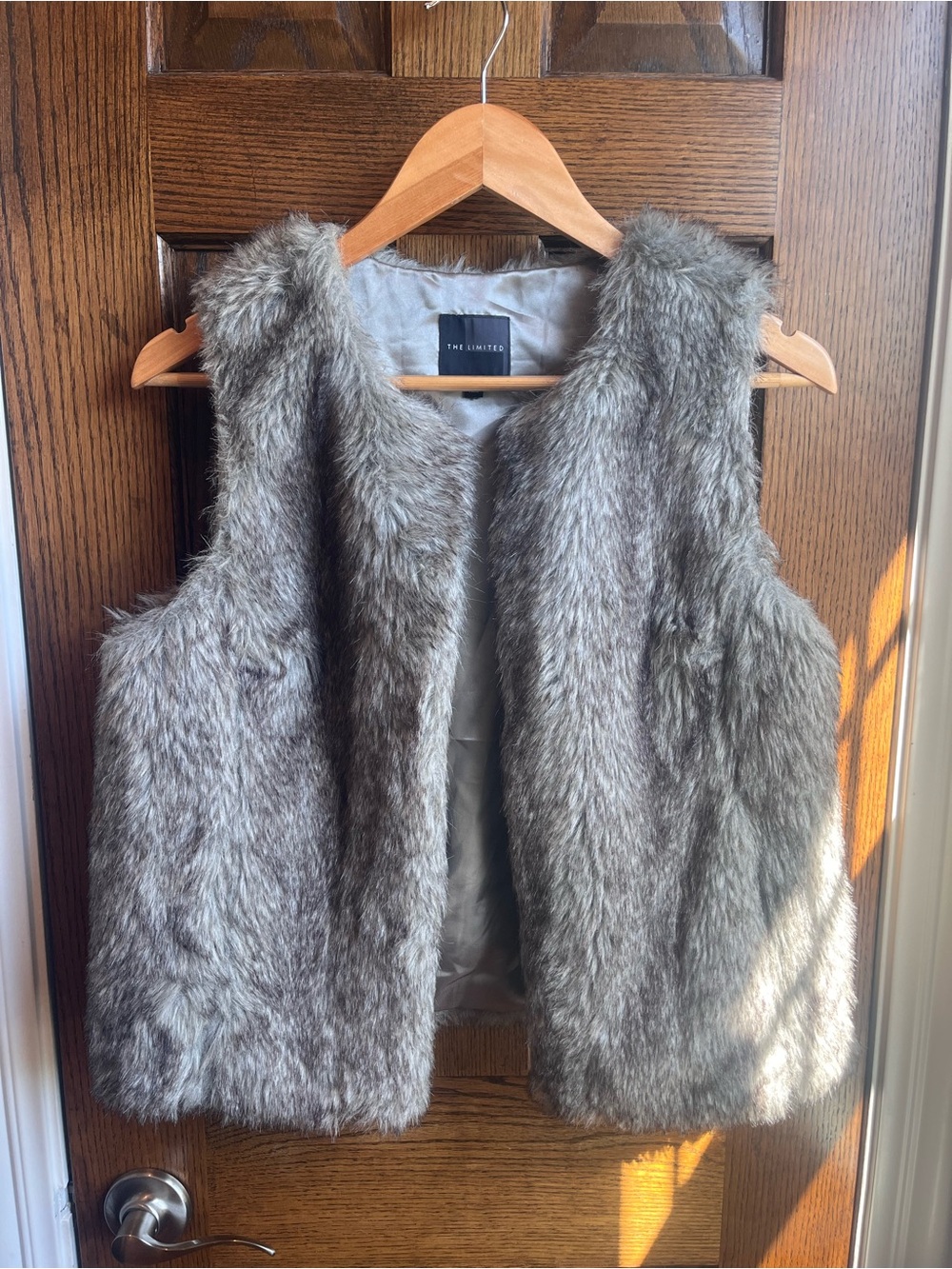 The Limited Faux Fur Vest in Gray